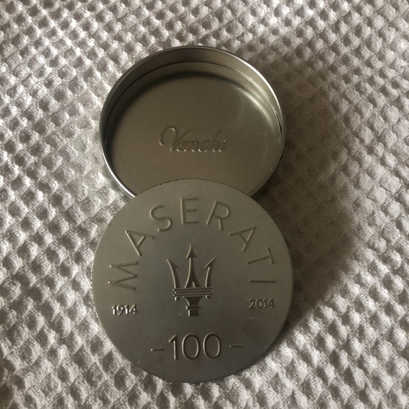 Maserati Super Cute Small Silver Tin Container W/Lid 1914-2014-100 Yrs / - Picture 2 of 2